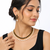 Certified natural freshwater pearls jewellery black stone & pearl choker necklace set earrings, gold-toned pearl drop.