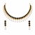 Certified natural freshwater pearls jewellery black stone & pearl choker necklace set earrings, gold-toned pearl drop.
