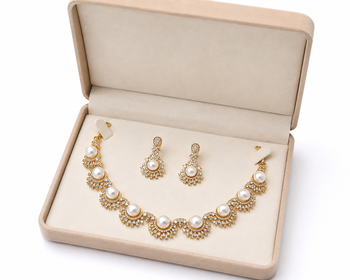 Certified natural freshwater pearls jewellery pearl & cz gold-tone necklace & earrings jewellery set faux pearl accents. 3