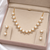 Certified natural freshwater pearls jewellery pearl & cz diamond necklace and earrings jewellery set gold-tone finish.