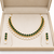 Certified natural freshwater pearls jewellery emerald green crystal & pearl drop choker necklace earring set.
