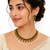 Certified natural freshwater pearls jewellery gold-toned green cz & pearl drop choker necklace & earrings set
