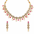 Certified natural freshwater pearls jewellery gold-tone cz pearl & ruby necklace and earrings jewellery set.