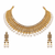 Certified natural freshwater pearls jewellery gold-tone finish, dangling pearl drops, matching earrings.