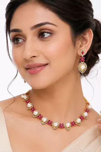 Certified natural freshwater pearls jewellery floral design, drop earrings included, bridal wear, white pearl.