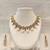 Certified natural freshwater pearls jewellery circular cz motifs, pearl drop danglers, sapphire blue accents, bridal set