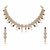 Certified natural freshwater pearls jewellery circular cz motifs, pearl drop danglers, sapphire blue accents, bridal set