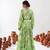 Green Floral Printed Tiered Circular Lehenga Set