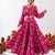 Magenta Floral Printed Tiered Circular Lehenga Set