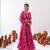 Magenta Floral Printed Tiered Circular Lehenga Set
