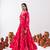 Rani Pink Floral Printed Tiered Circular Lehenga Set