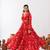 Red Floral Printed Tiered Circular Lehenga Set