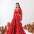 Red Floral Printed Tiered Circular Lehenga Set