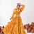 Yellow Floral Printed Tiered Circular Lehenga Set