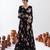 Black Floral Printed Tiered Circular Lehenga Set