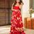 Red floral printed anarkali gown for women