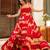 Red floral printed anarkali gown for women