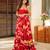 Red floral printed anarkali gown for women