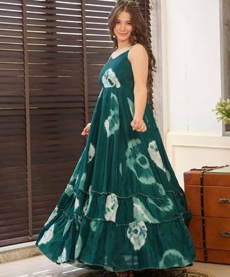 Jade floral printed anarkali gown for women 2