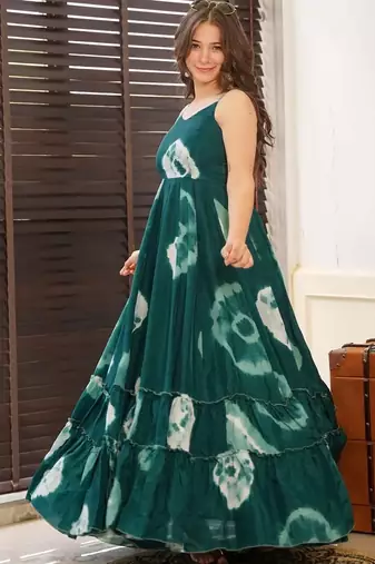 Jade floral printed anarkali gown for women