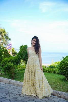 White floral printed anarkali gown for women 1