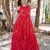 Red floral printed anarkali gown for women