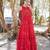 Red floral printed anarkali gown for women