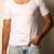 Men's white solid round neck half sleeve vest