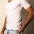 Men's white solid round neck half sleeve vest