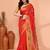 red cotton blend handloom saree with running blouse piece pallu & border zari work