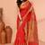 red cotton blend handloom saree with running blouse piece pallu & border zari work