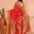 red cotton blend handloom saree with running blouse piece pallu & border zari work