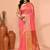 peach pink cotton blend handloom saree with running blouse piece pallu & border zari work