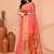 peach pink cotton blend handloom saree with running blouse piece pallu & border zari work