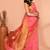 peach pink cotton blend handloom saree with running blouse piece pallu & border zari work