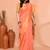 peach orange cotton blend handloom saree with running blouse piece pallu & border zari work