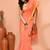 peach orange cotton blend handloom saree with running blouse piece pallu & border zari work