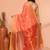 peach orange cotton blend handloom saree with running blouse piece pallu & border zari work
