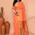 orange cotton blend handloom saree with running blouse piece pallu & border zari work