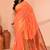 orange cotton blend handloom saree with running blouse piece pallu & border zari work