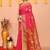 pink cotton blend handloom saree with running blouse piece pallu & border zari work