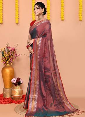 rama organic tissue saree with running blouse piece  1