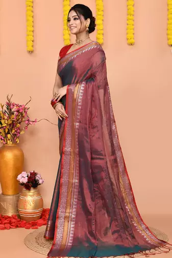 rama organic tissue saree with running blouse piece 