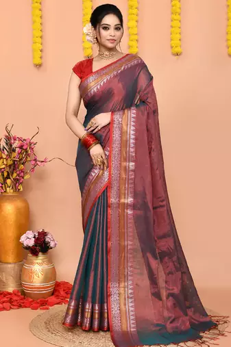 rama organic tissue saree with running blouse piece 