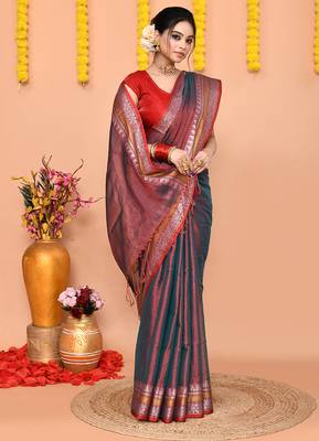 rama organic tissue saree with running blouse piece  3