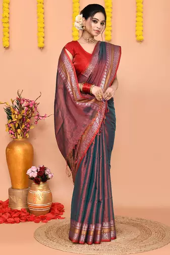rama organic tissue saree with running blouse piece 