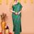 green silk blend handloom saree with running blouse piece