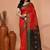 red cotton blend handloom saree with running blouse piece