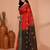 red cotton blend handloom saree with running blouse piece