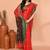 red cotton blend handloom saree with running blouse piece